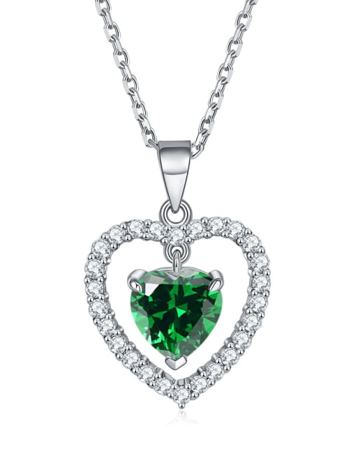 Emerald [May] 925 Sterling Silver Birthstone Heart Dainty Necklace